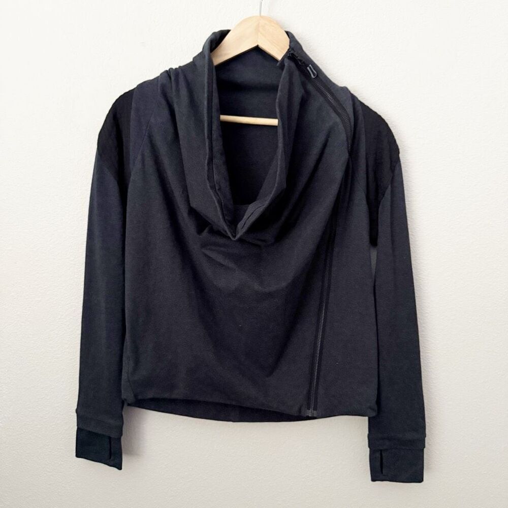 LULULEMON ATHLETICA |‎ Sway Cowl Neck Zip Up Jacket Charcoal Grey/Black | Size 4